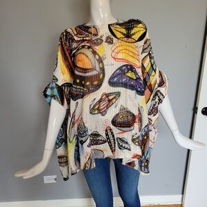 Christopher Kane UFO Print Accordion Pleat Top, VGUC, Size 4